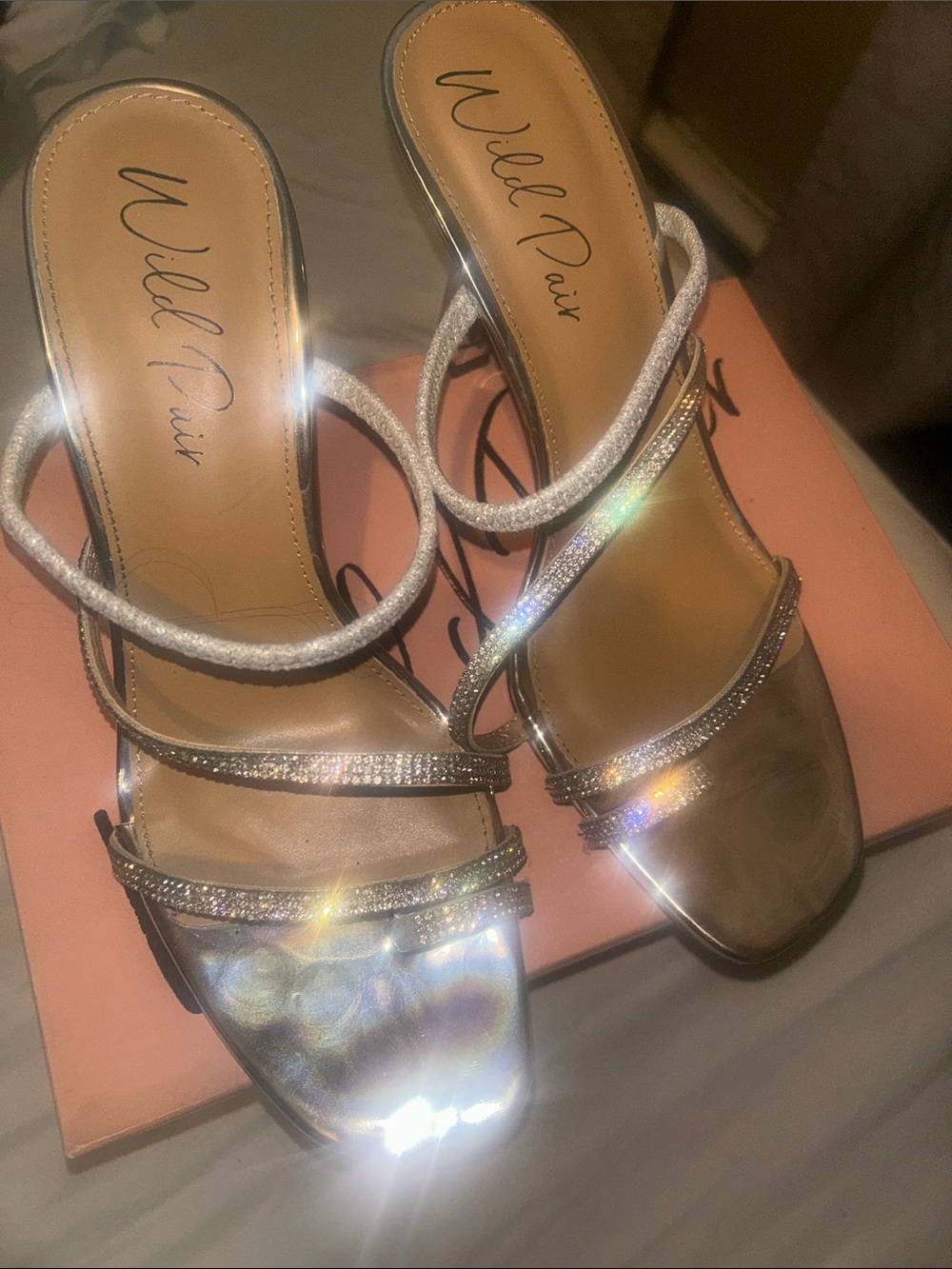 Wild Pair Prom Silver Rhinestone Strappy Heels